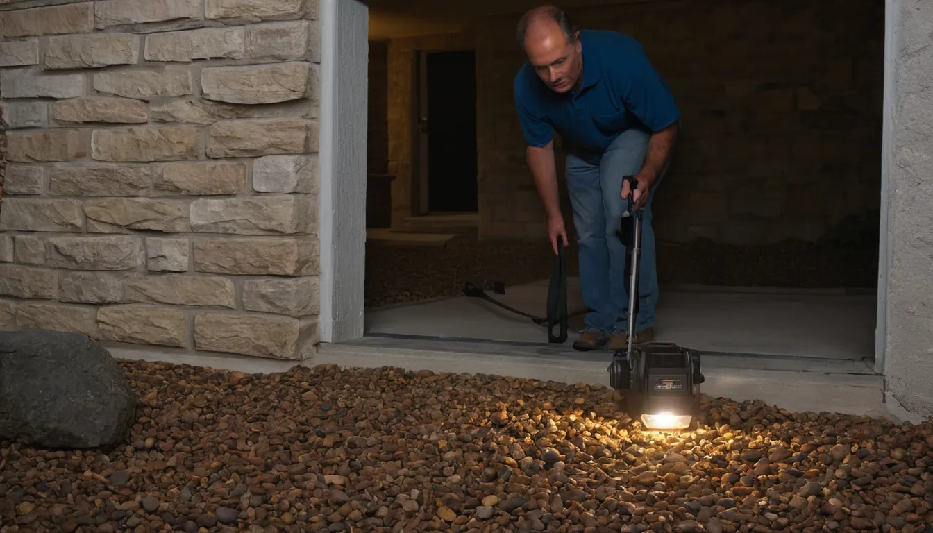 A provider checking a basement stone foundation for pest entry points